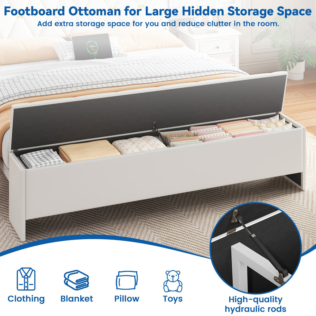 mraeer bed frame storage bench 2 drawers charging station no - Temu