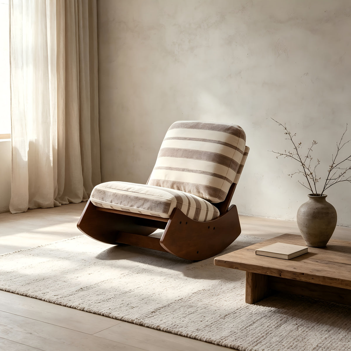 solid wood curved base armless   chair - Temu