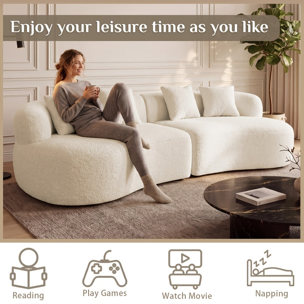 modern chenille compression curved sofa 2 throw pillows - Temu