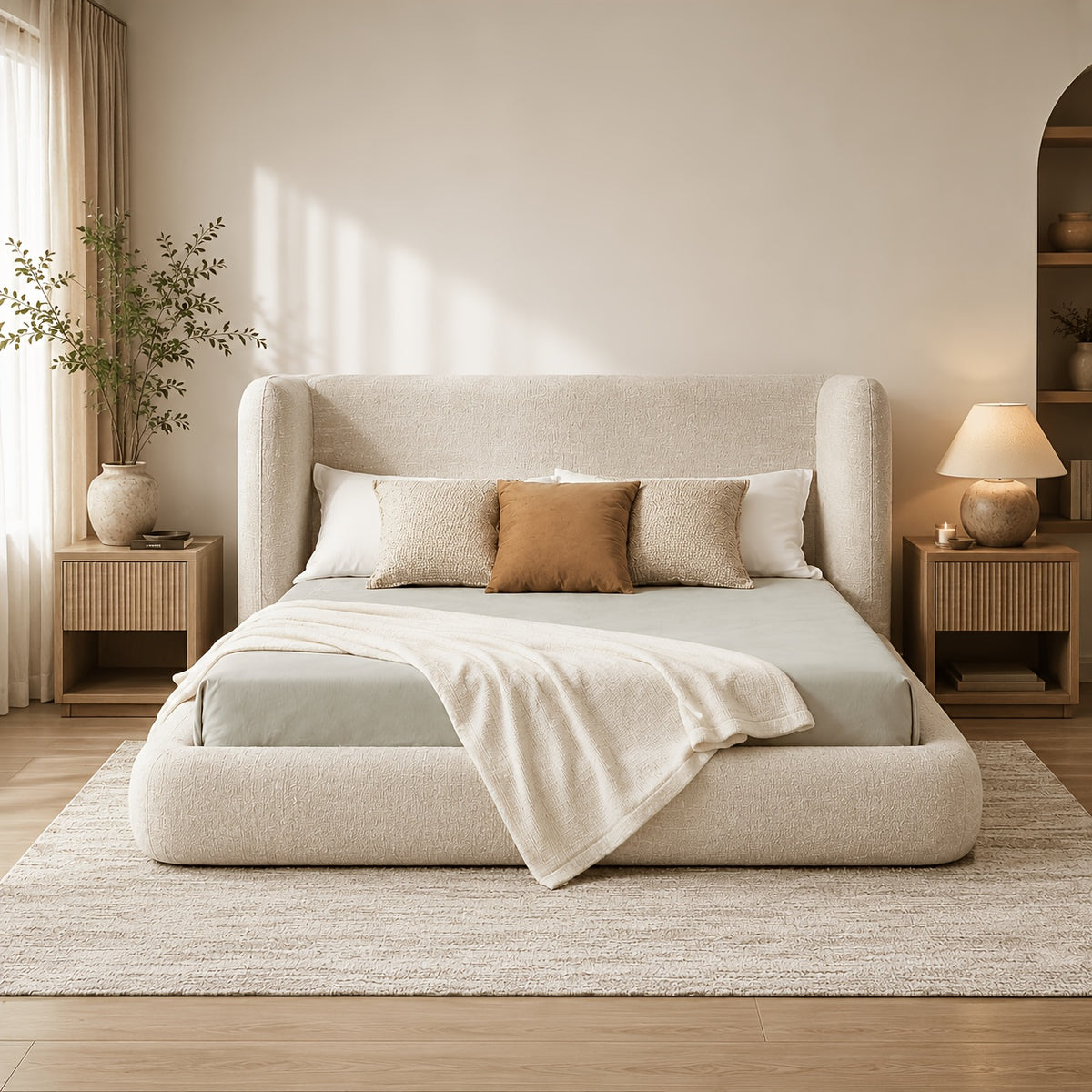upholstered platform bed frame a headboard backrest - Temu