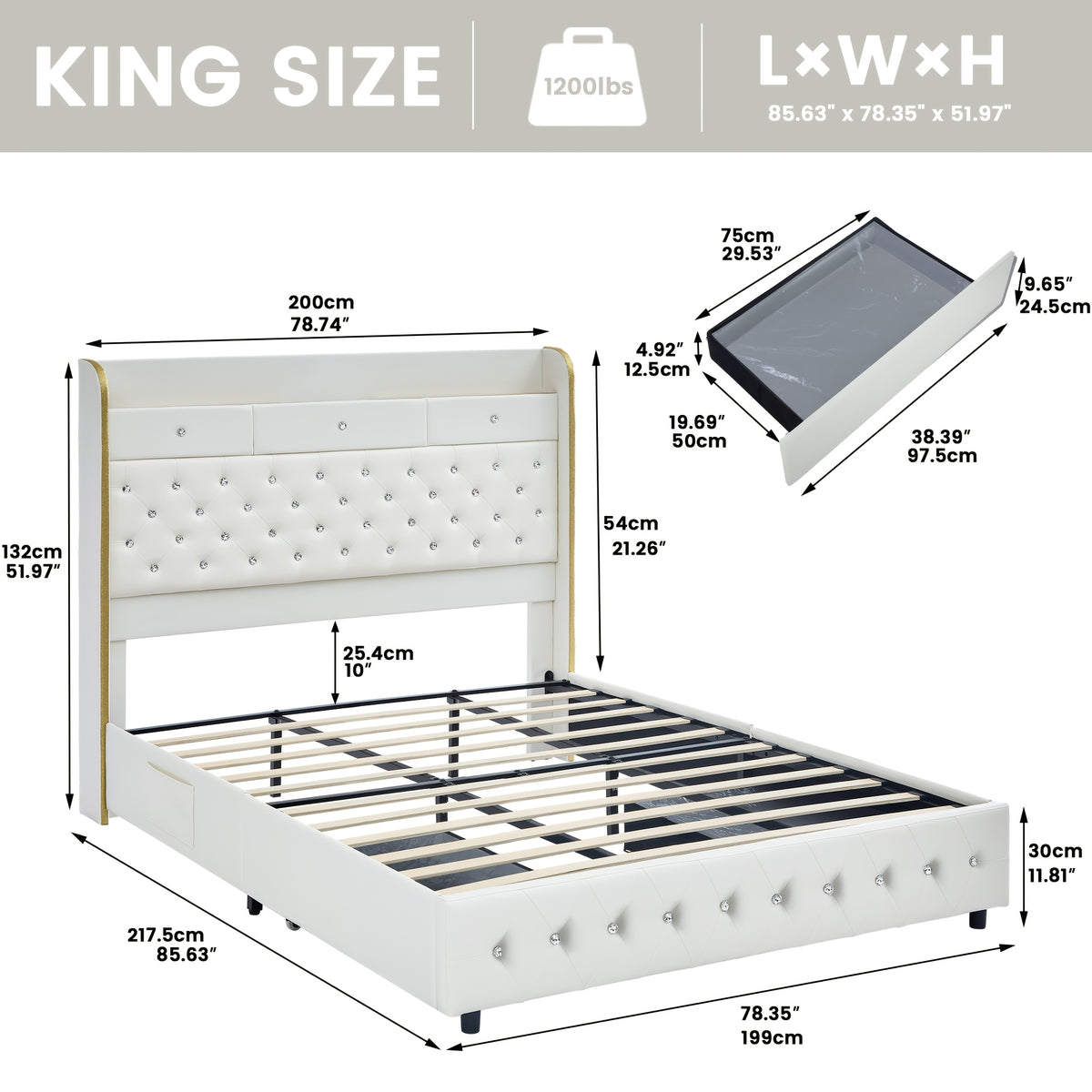 queen bed frame full size platform bed 2 removable - Temu