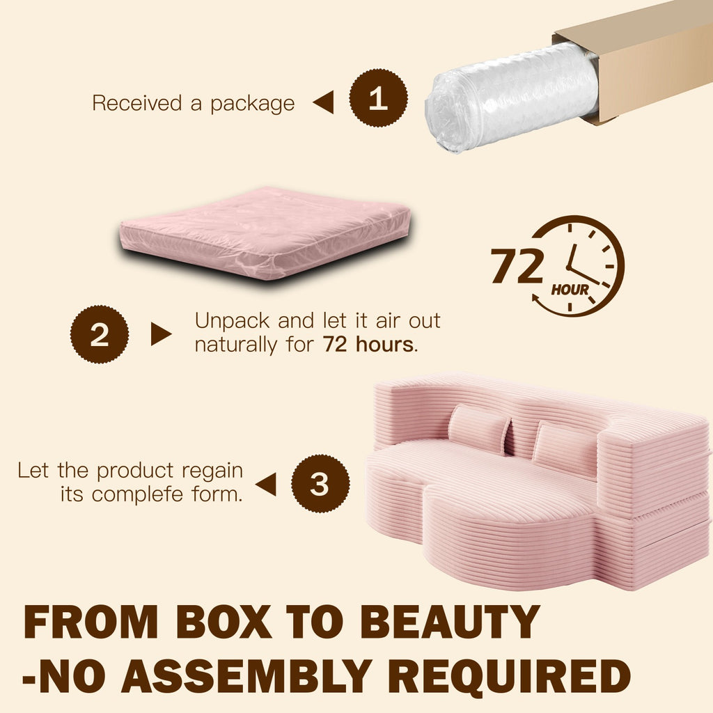 modern floor sofa 2 pillows convertible plush corduroy foam - Temu