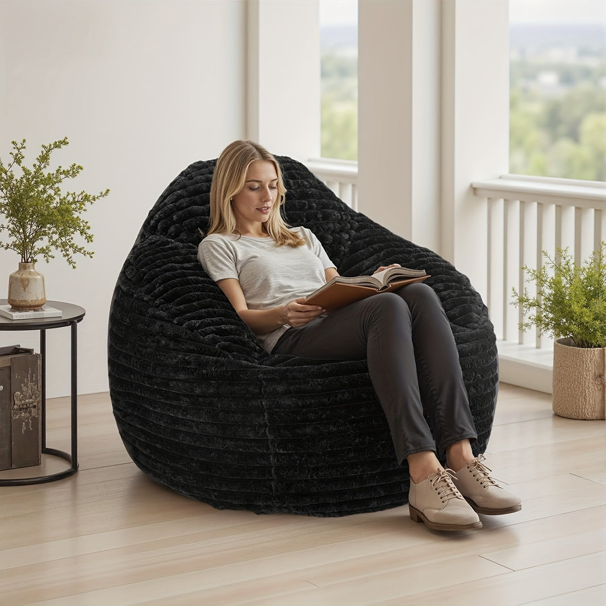 memory foam bean bag chair 39 inch backrest armrests comfy - Temu