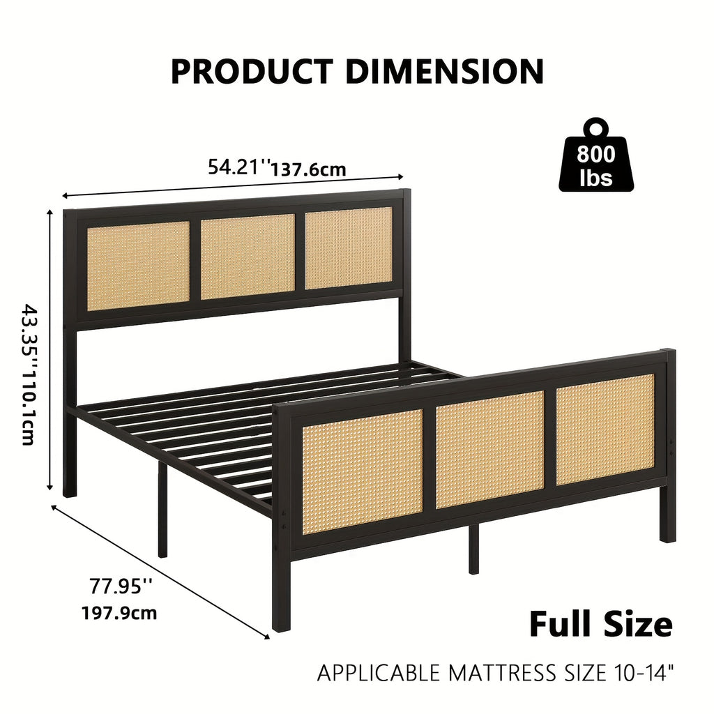 full queen king boho king bed frame headboard metal platform - Temu