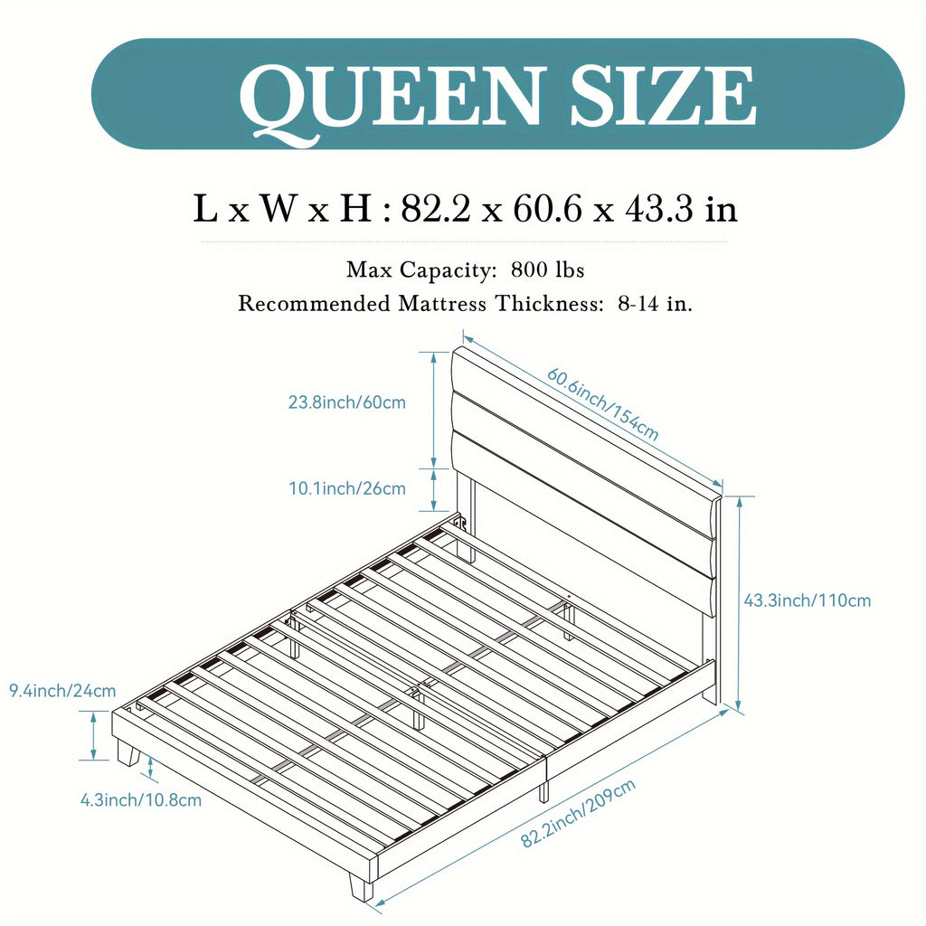 modern fabric upholstered bed frame headboard strong - Temu