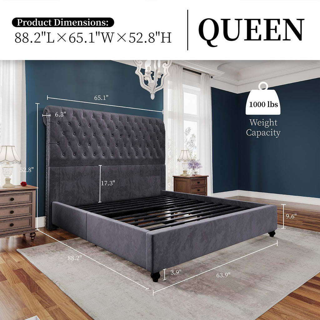 upholstered platform bed frame 52 8 inch sleigh - Temu