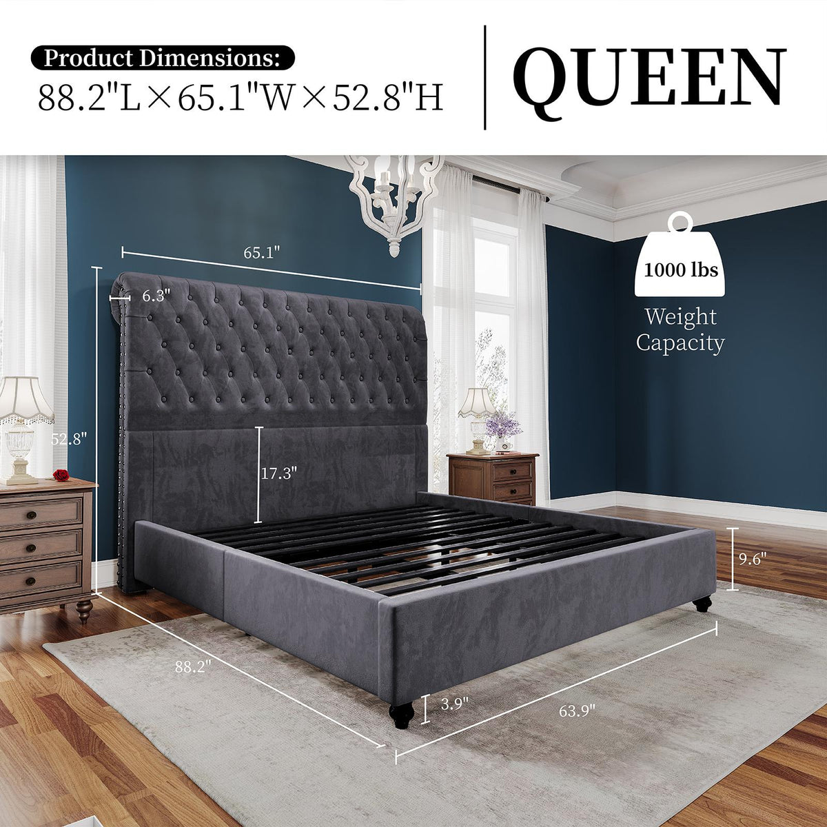 upholstered platform bed frame 52 8 inch sleigh - Temu