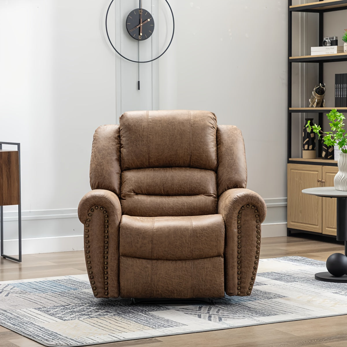 faux leather recliner chair classic traditional manual - Temu
