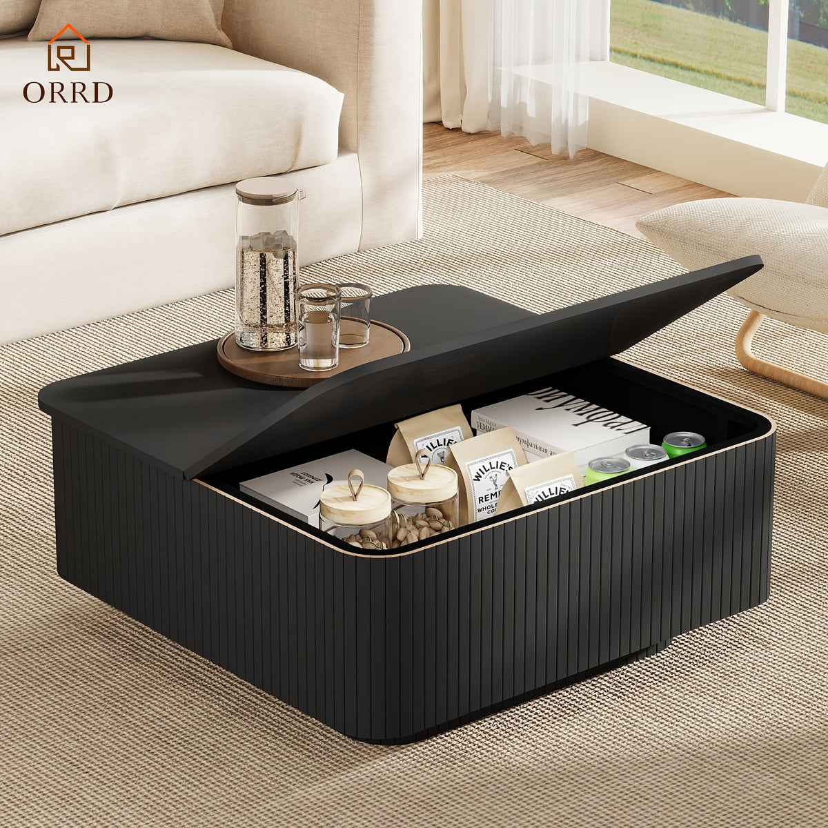 31   coffee table fluted floating base   - Temu