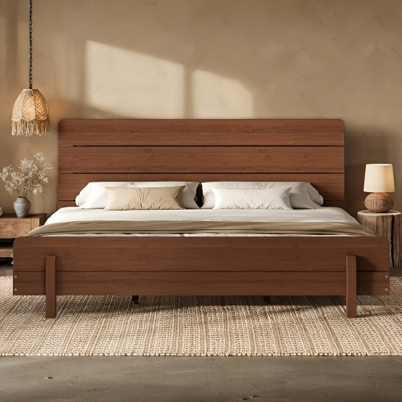 king size bed frame stylish headboard reinforced - Temu