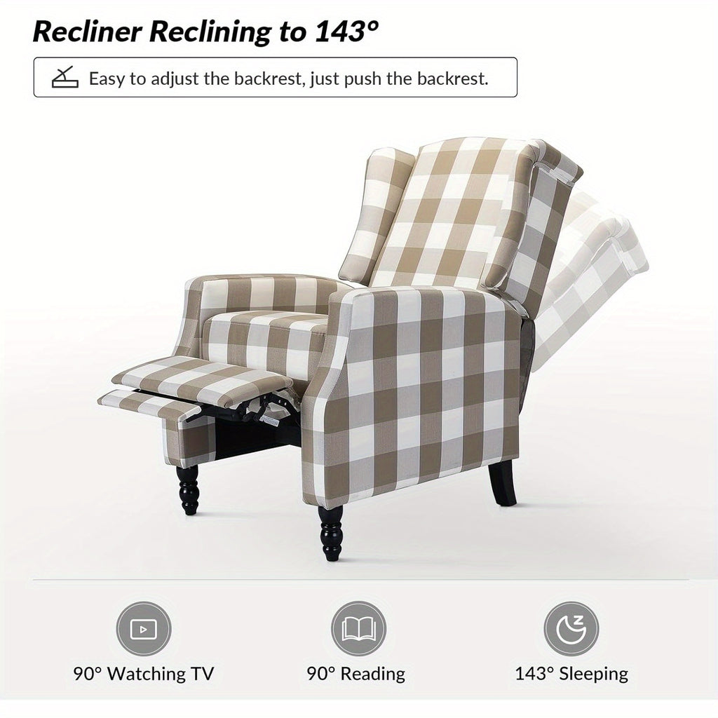 upholstered wingback recliner chair traditional push back - Temu