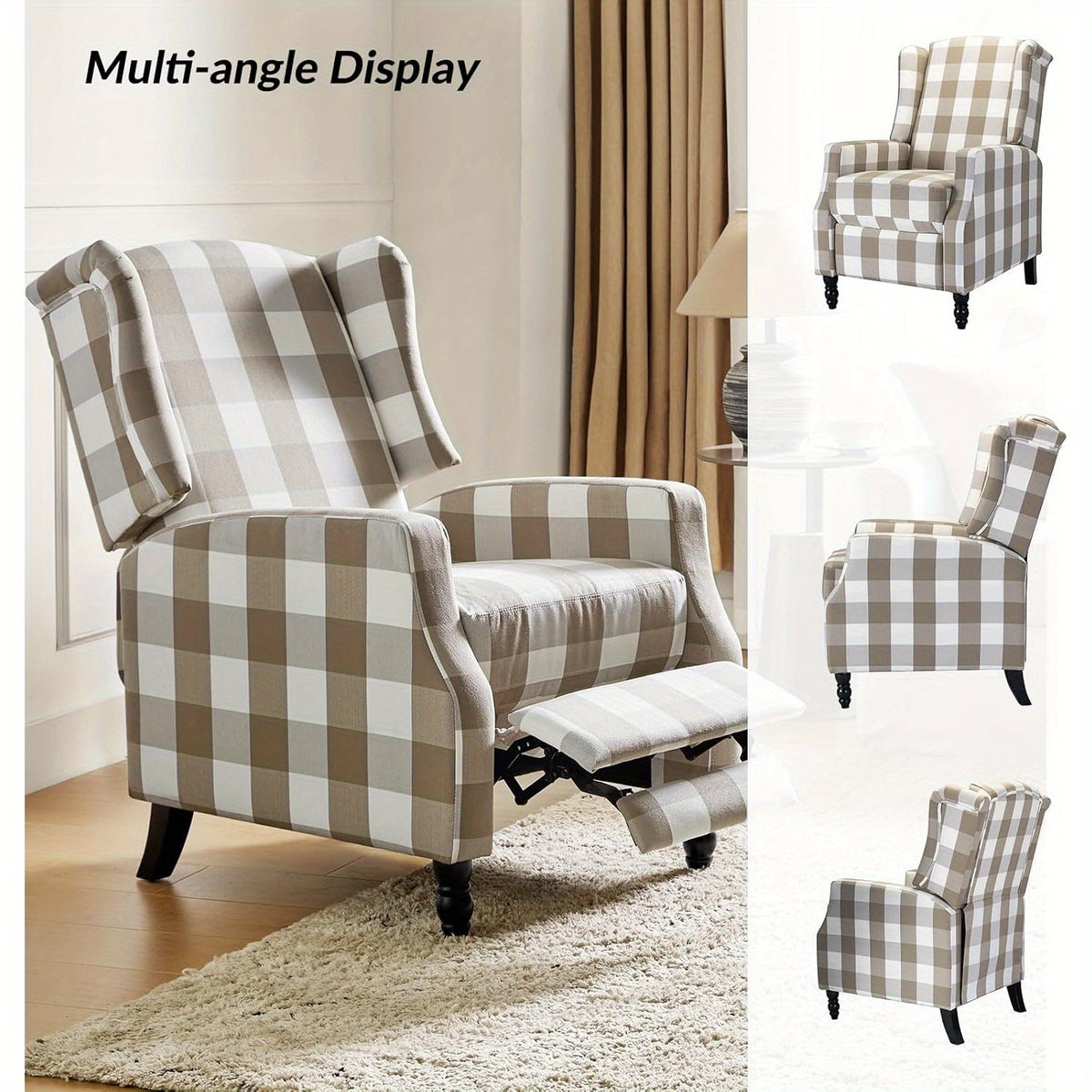 upholstered wingback recliner chair traditional push back - Temu