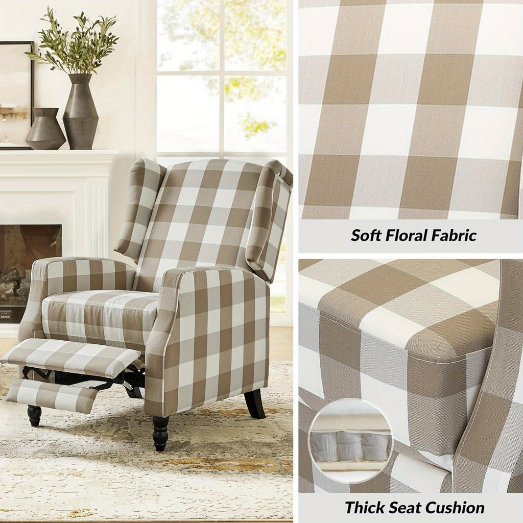 upholstered wingback recliner chair traditional push back - Temu