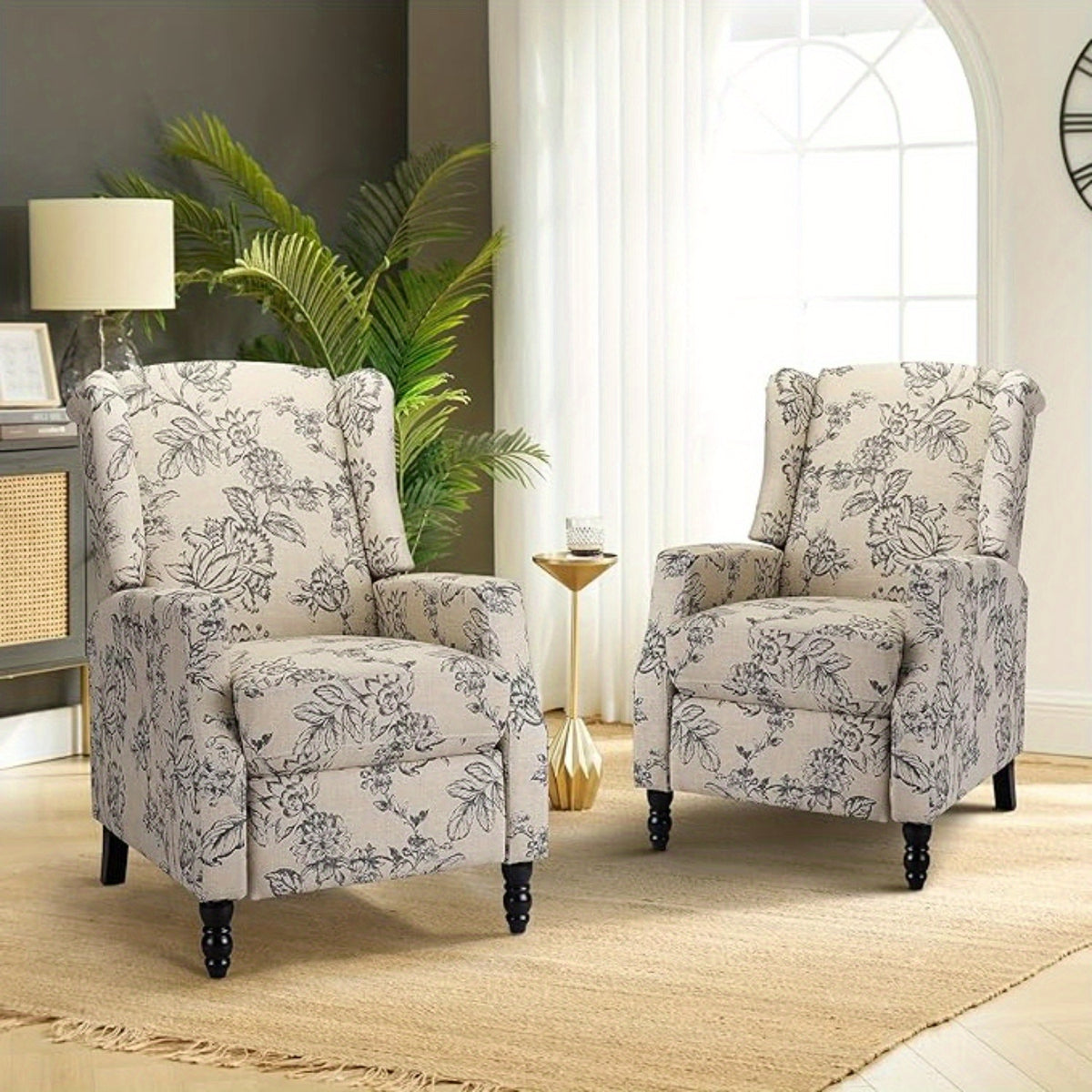 upholstered wingback recliner chair traditional push back - Temu