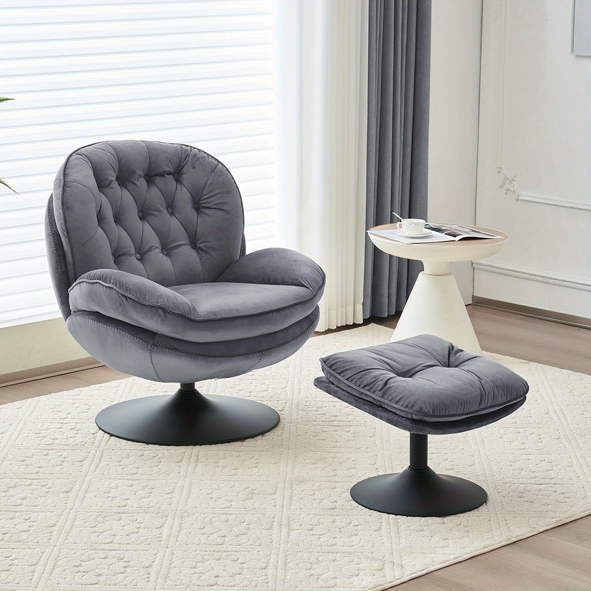 velvet swivel accent chair   set modern tufted - Temu
