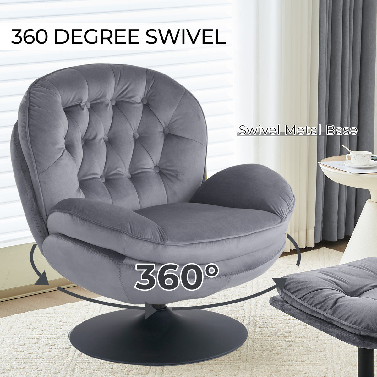 velvet swivel accent chair   set modern tufted - Temu