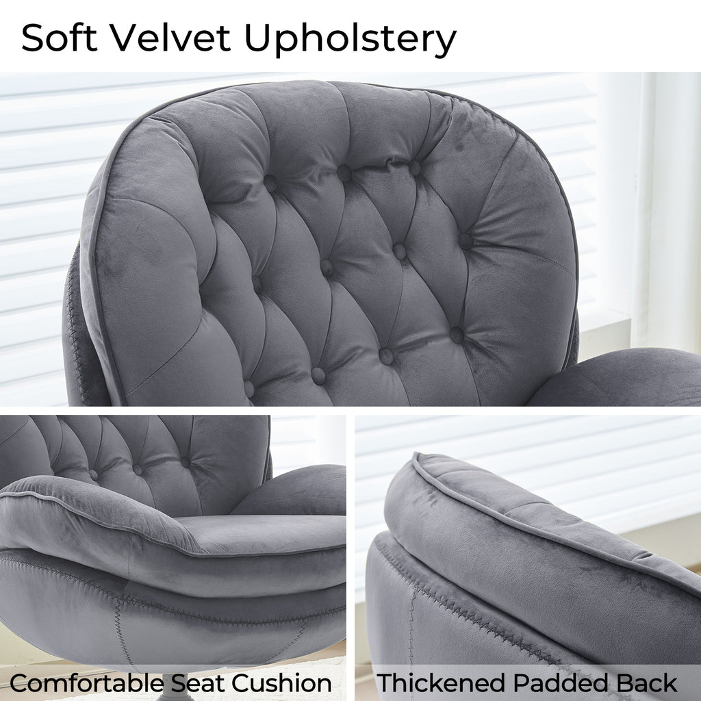 velvet swivel accent chair   set modern tufted - Temu