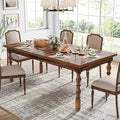 wood dining table 4 6 people farmhouse large rectangle - Temu