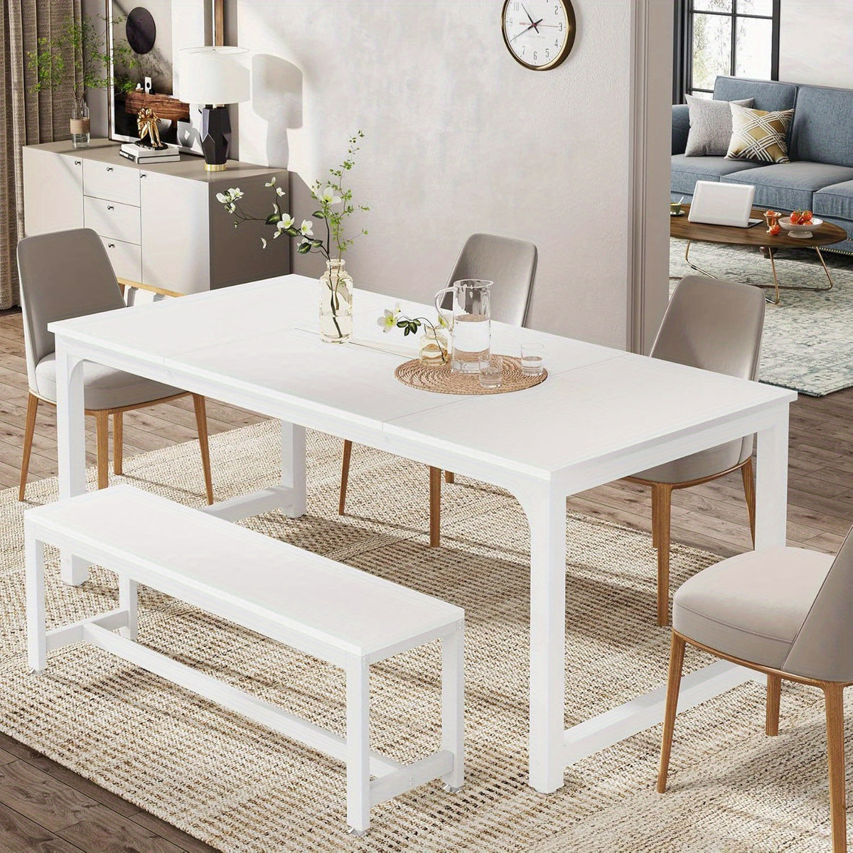 contemporary 64 x32 dining table 4 6 person hardwood - Temu