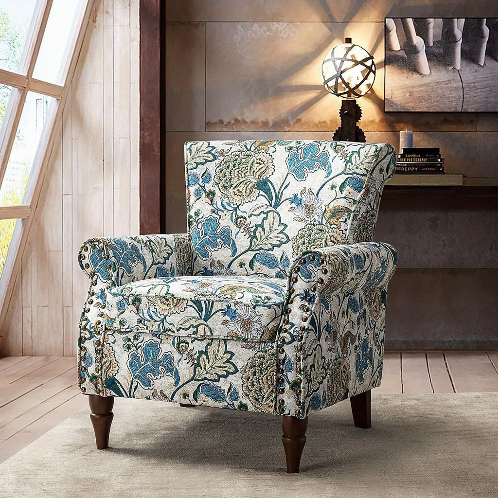 modern wingback accent chair wood legs removable cushion - Temu