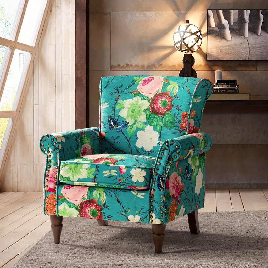modern wingback accent chair wood legs removable cushion - Temu