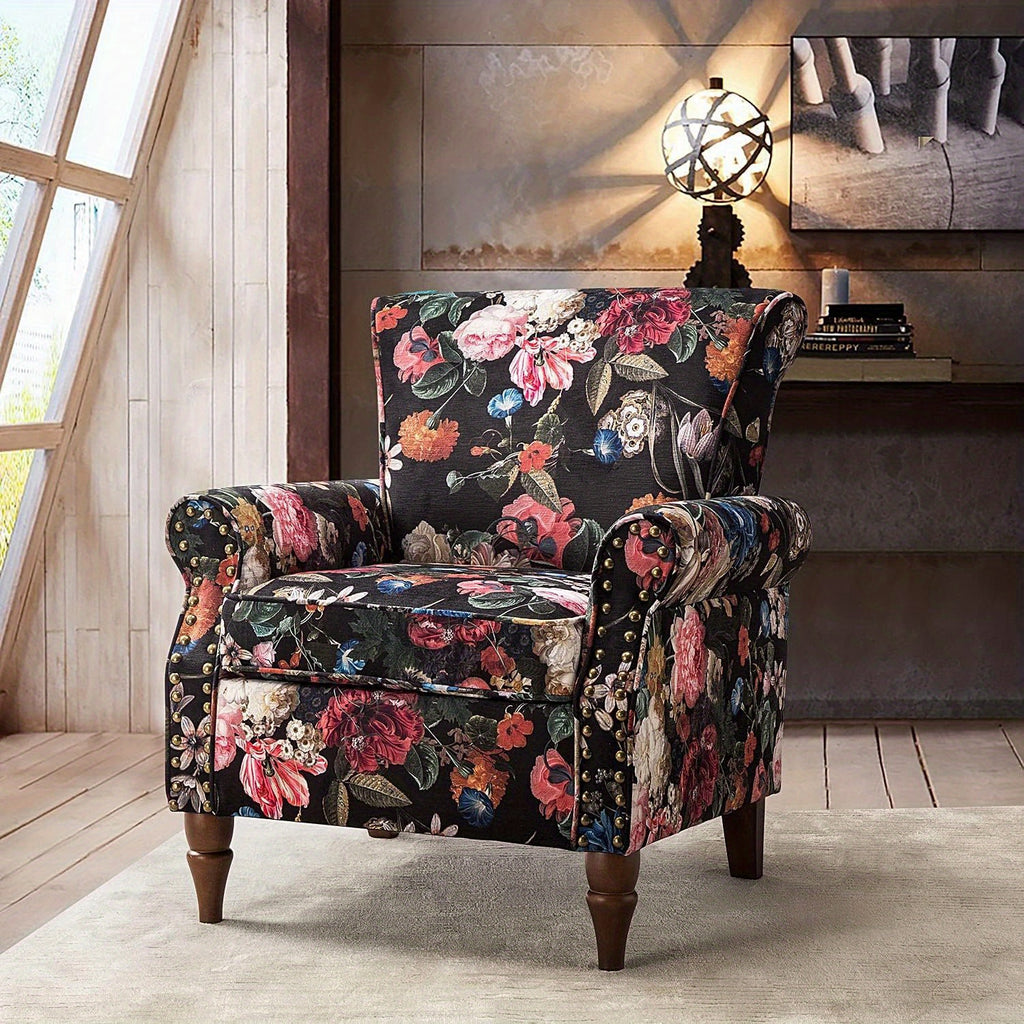 modern wingback accent chair wood legs removable cushion - Temu
