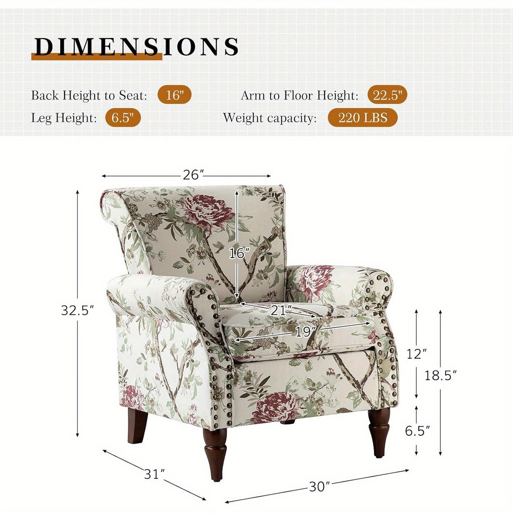 modern wingback accent chair wood legs removable cushion - Temu