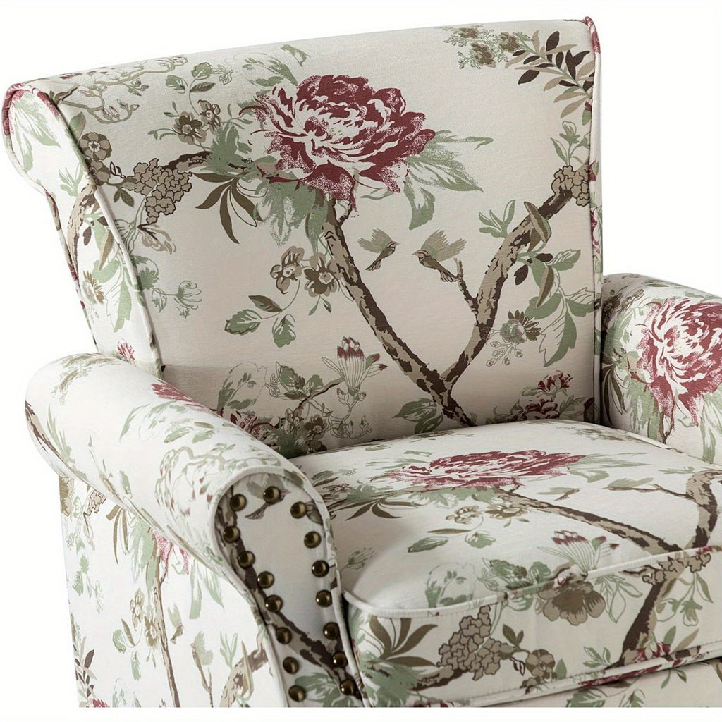 modern wingback accent chair wood legs removable cushion - Temu