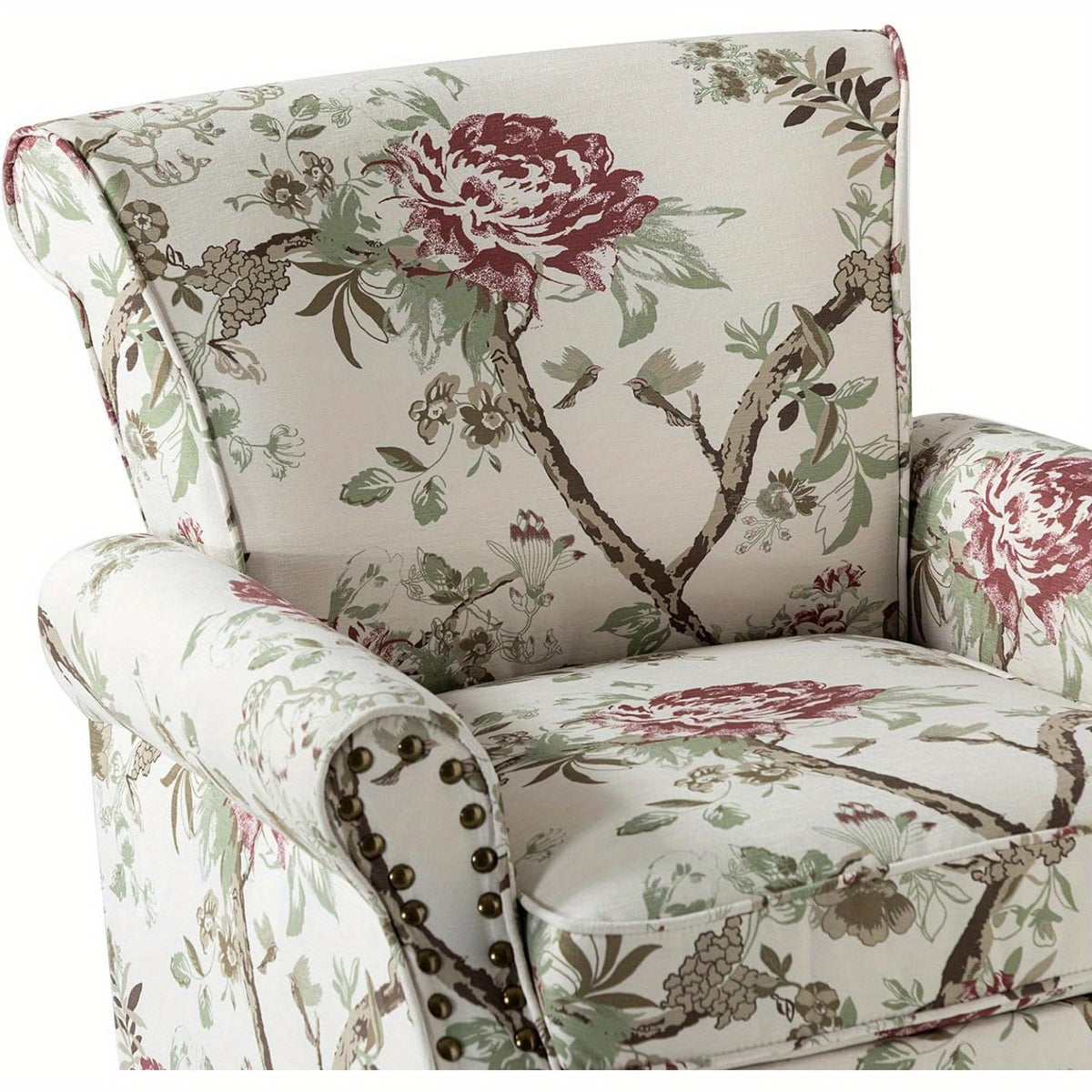 modern wingback accent chair wood legs removable cushion - Temu