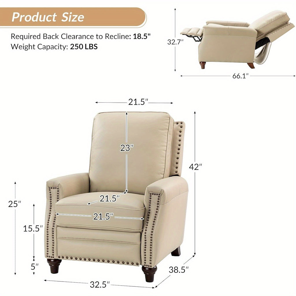 genuine leather recliner chair classic push back recliner - Temu
