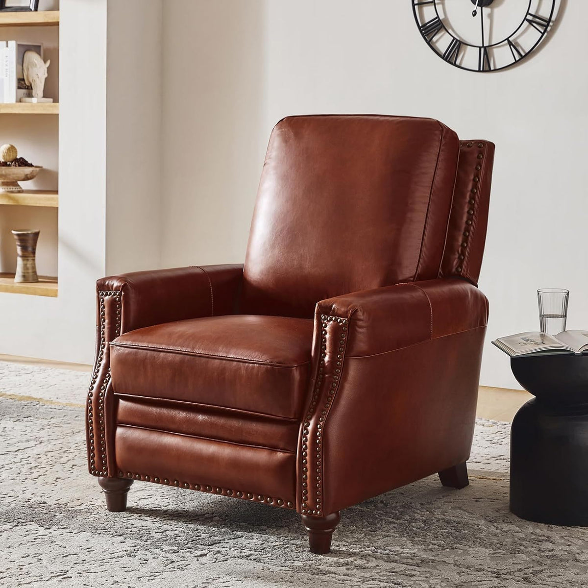 genuine leather recliner chair classic push back recliner - Temu