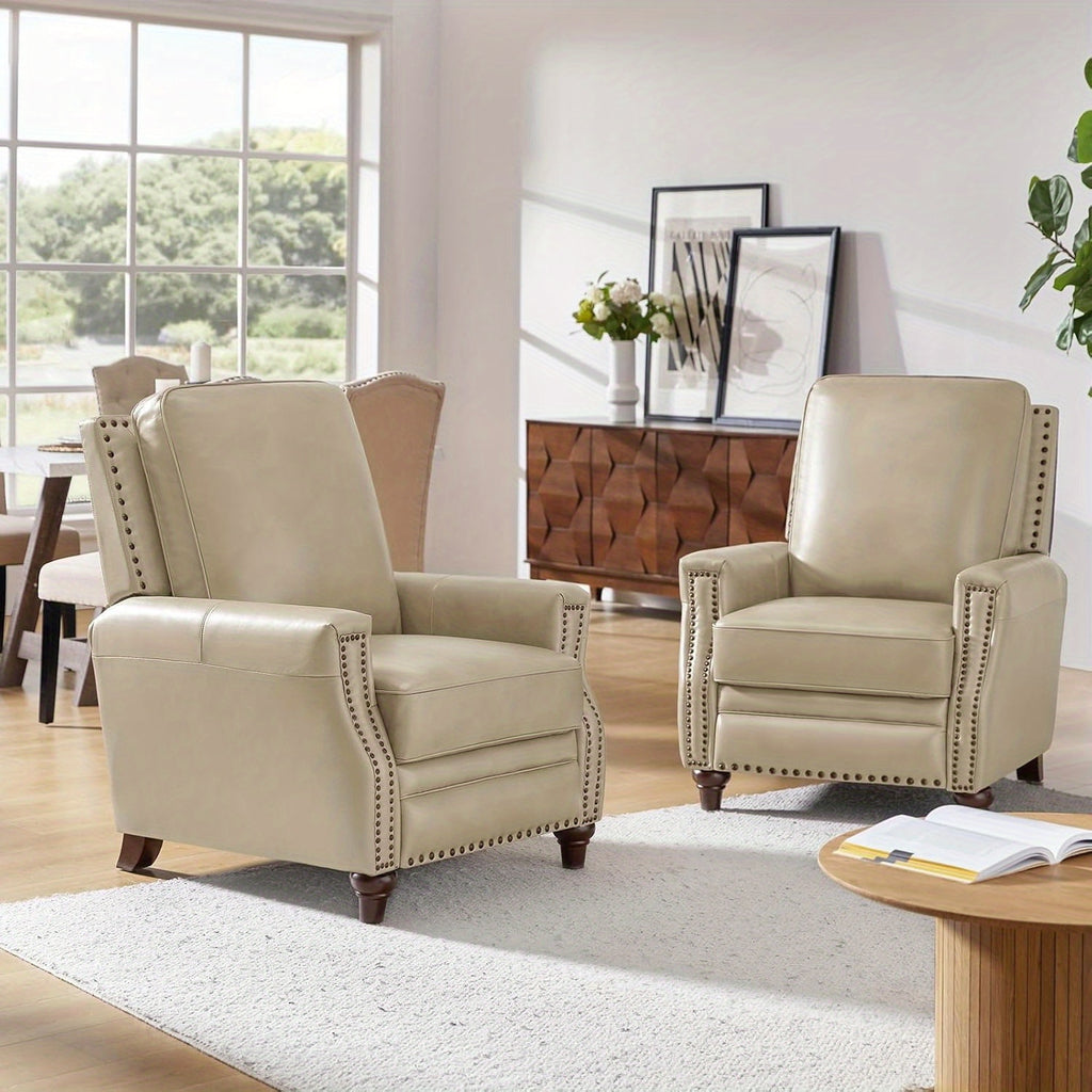 genuine leather recliner chair classic push back recliner - Temu
