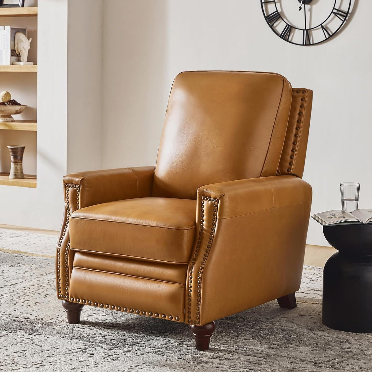 genuine leather recliner chair classic push back recliner - Temu