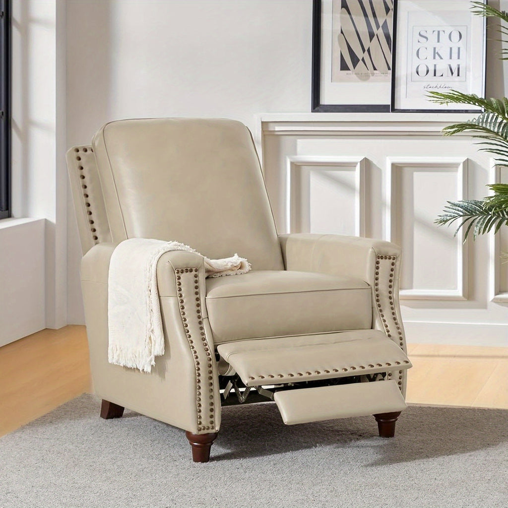 genuine leather recliner chair classic push back recliner - Temu