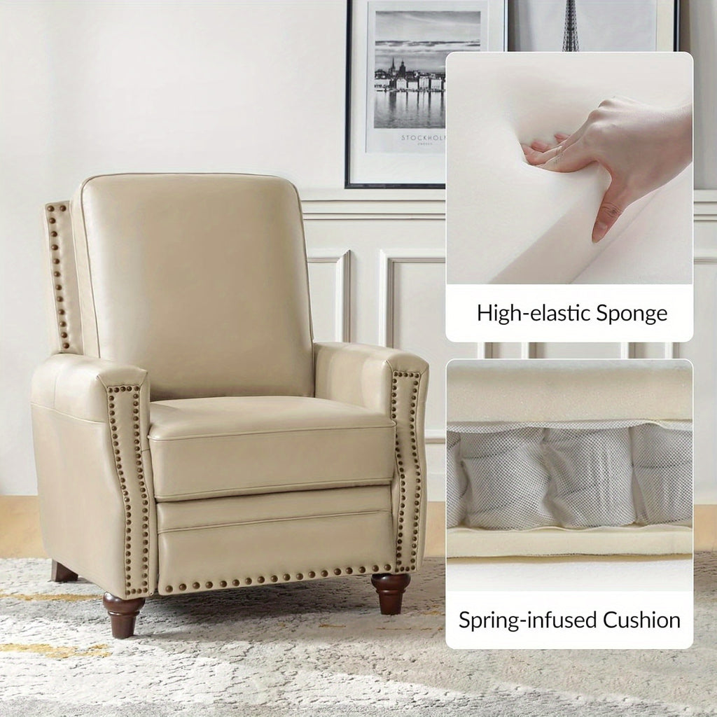 genuine leather recliner chair classic push back recliner - Temu