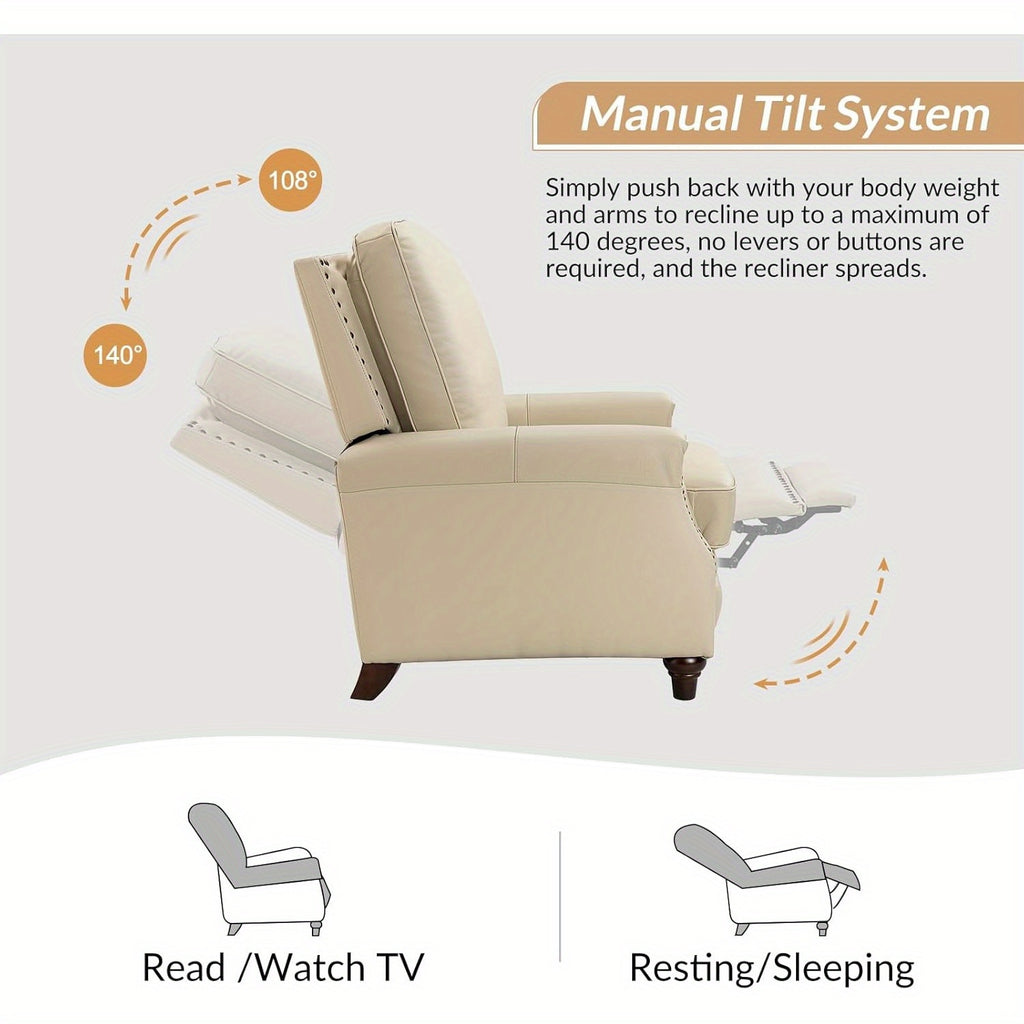 genuine leather recliner chair classic push back recliner - Temu