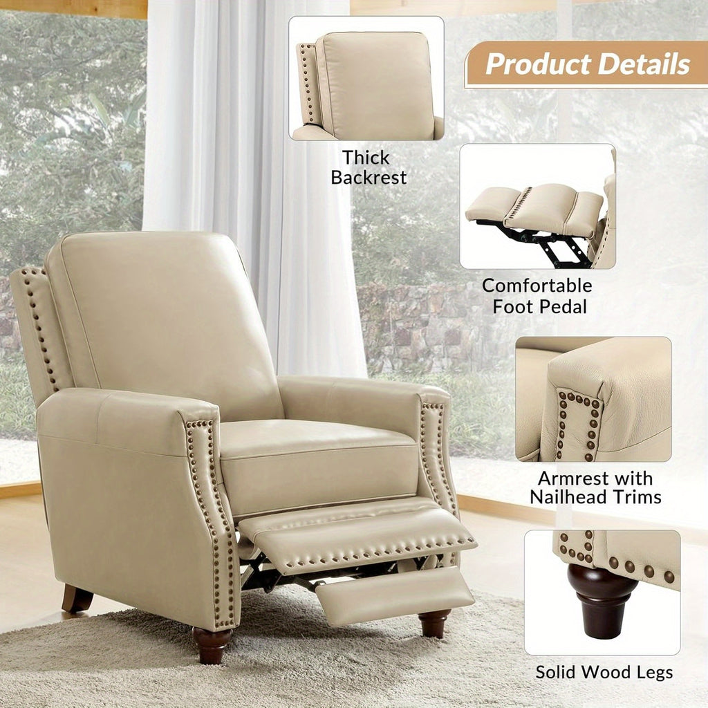 genuine leather recliner chair classic push back recliner - Temu