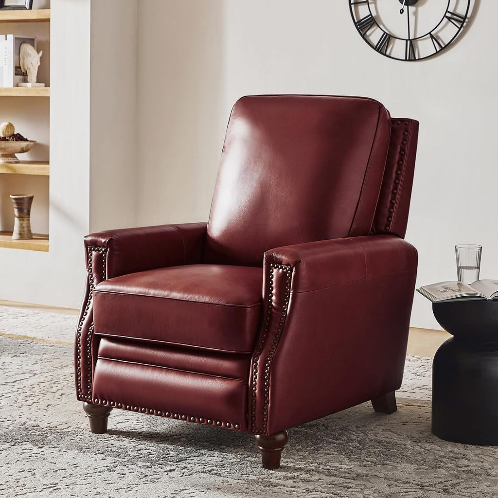 genuine leather recliner chair classic push back recliner - Temu