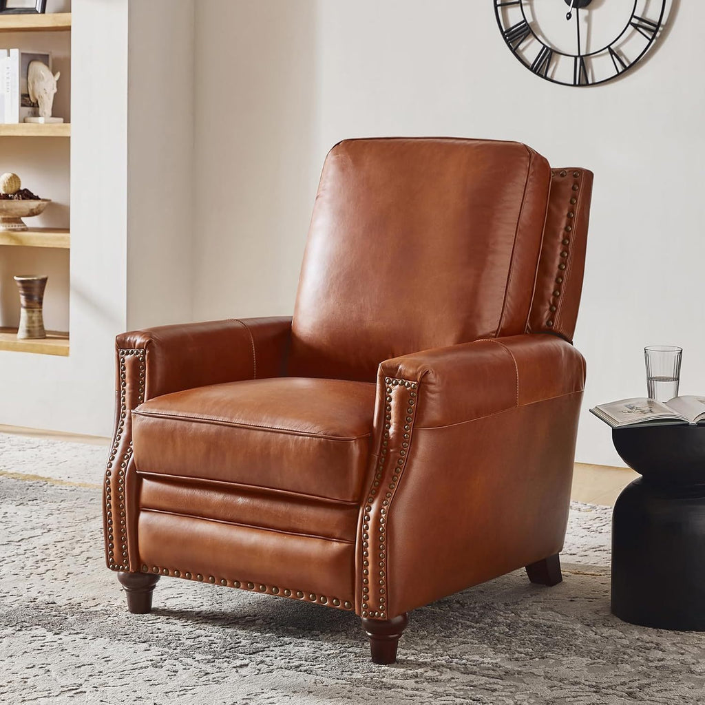 genuine leather recliner chair classic push back recliner - Temu