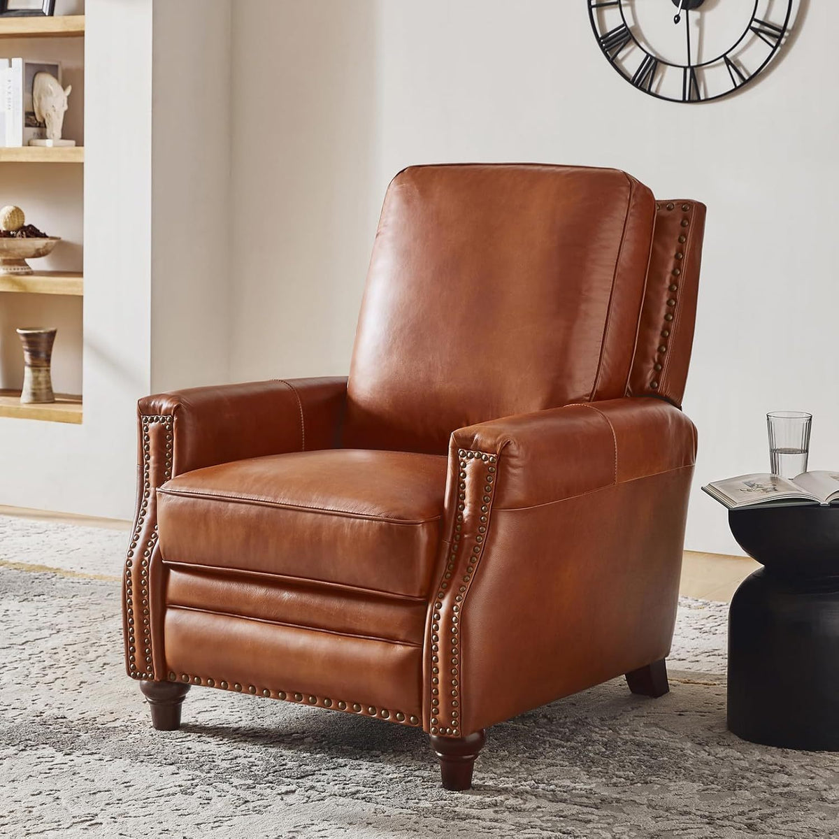 genuine leather recliner chair classic push back recliner - Temu