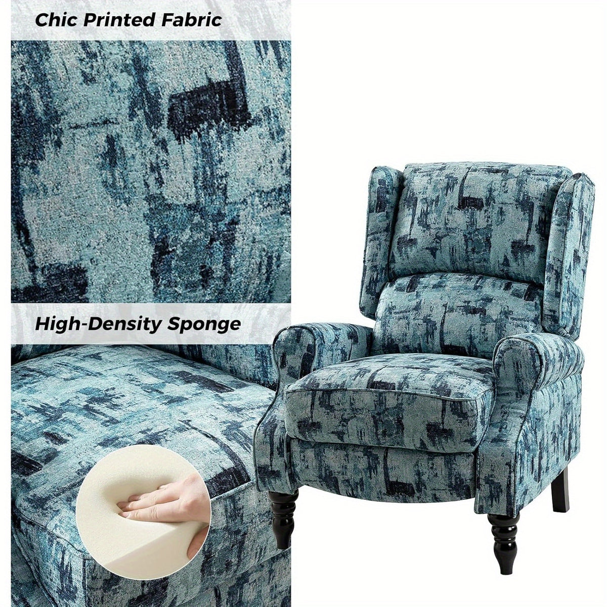 upholstered wingback recliner chair small adjustable - Temu