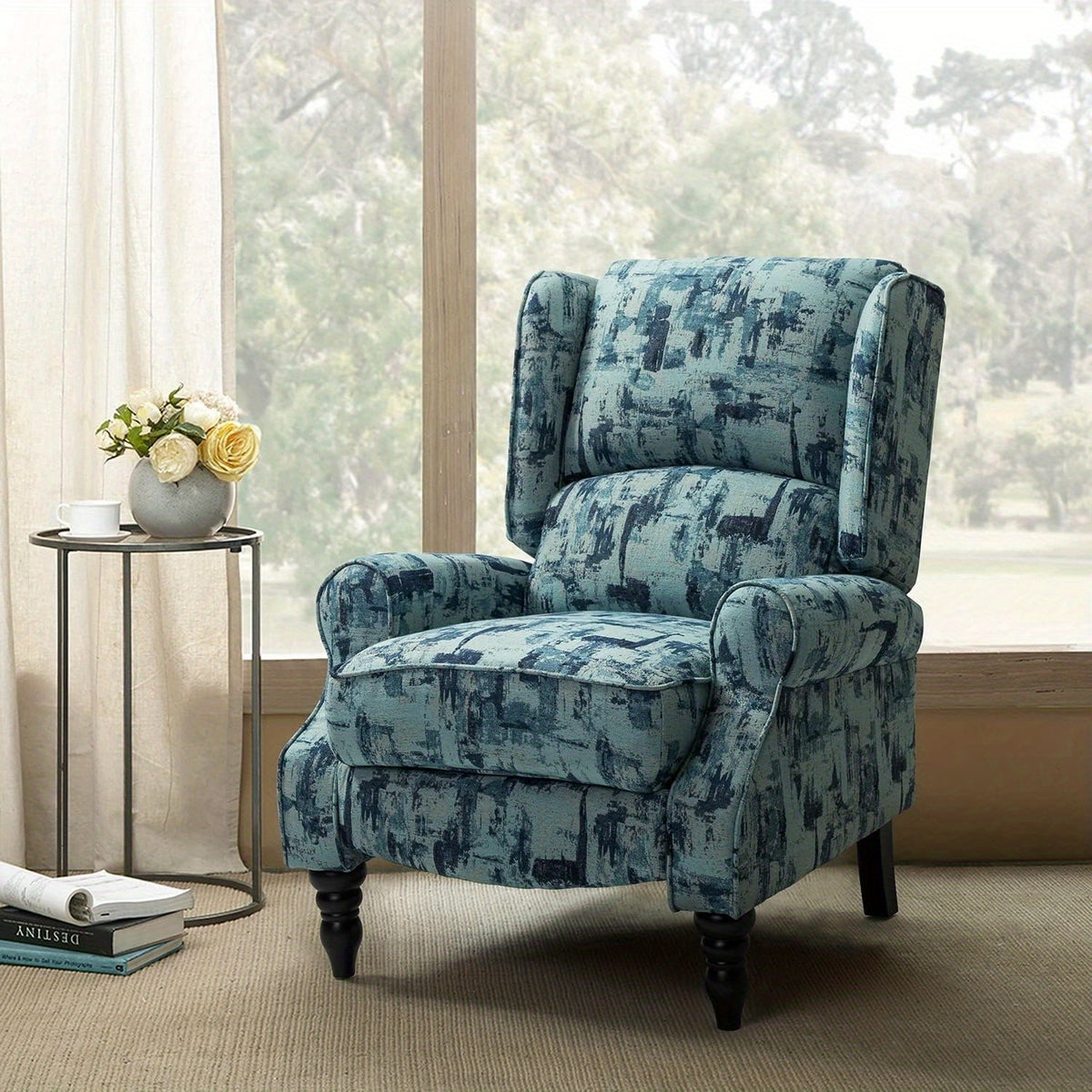 upholstered wingback recliner chair small adjustable - Temu