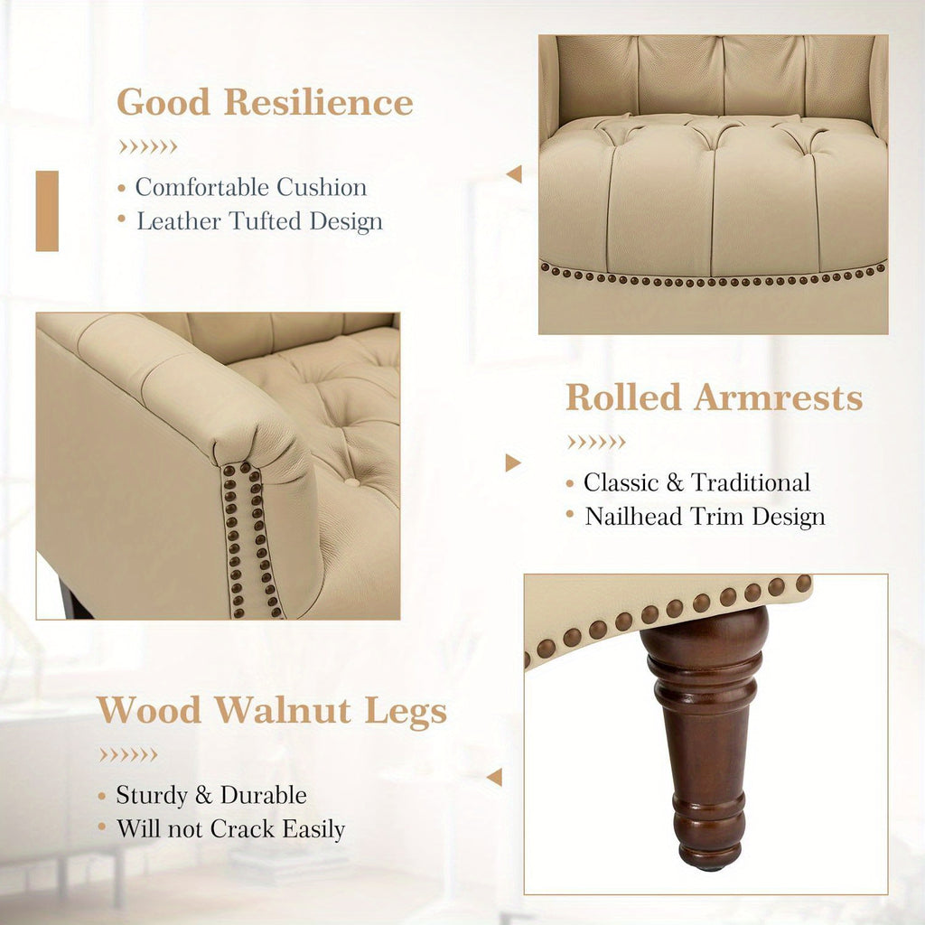 genuine leather armchair contemporary leather accent chair - Temu
