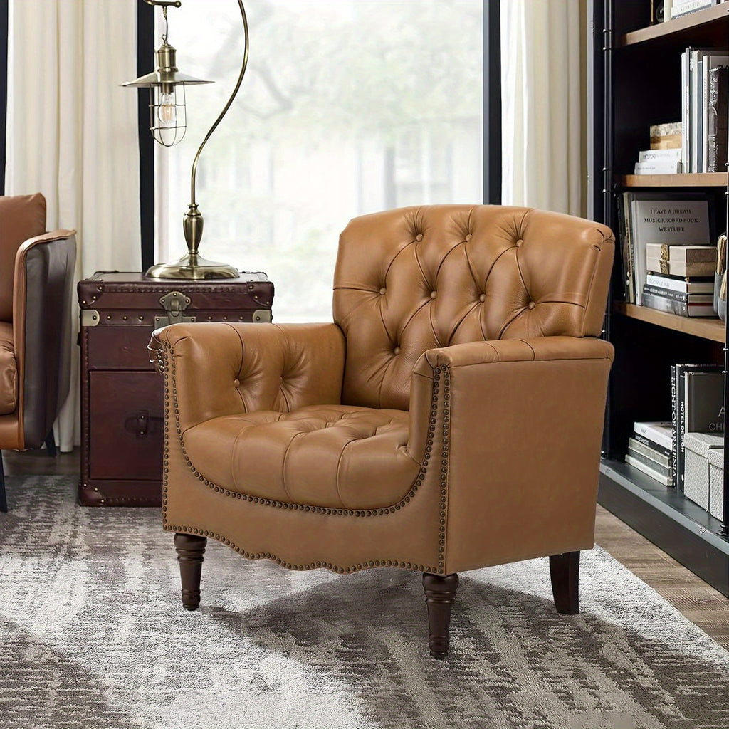 genuine leather armchair contemporary leather accent chair - Temu