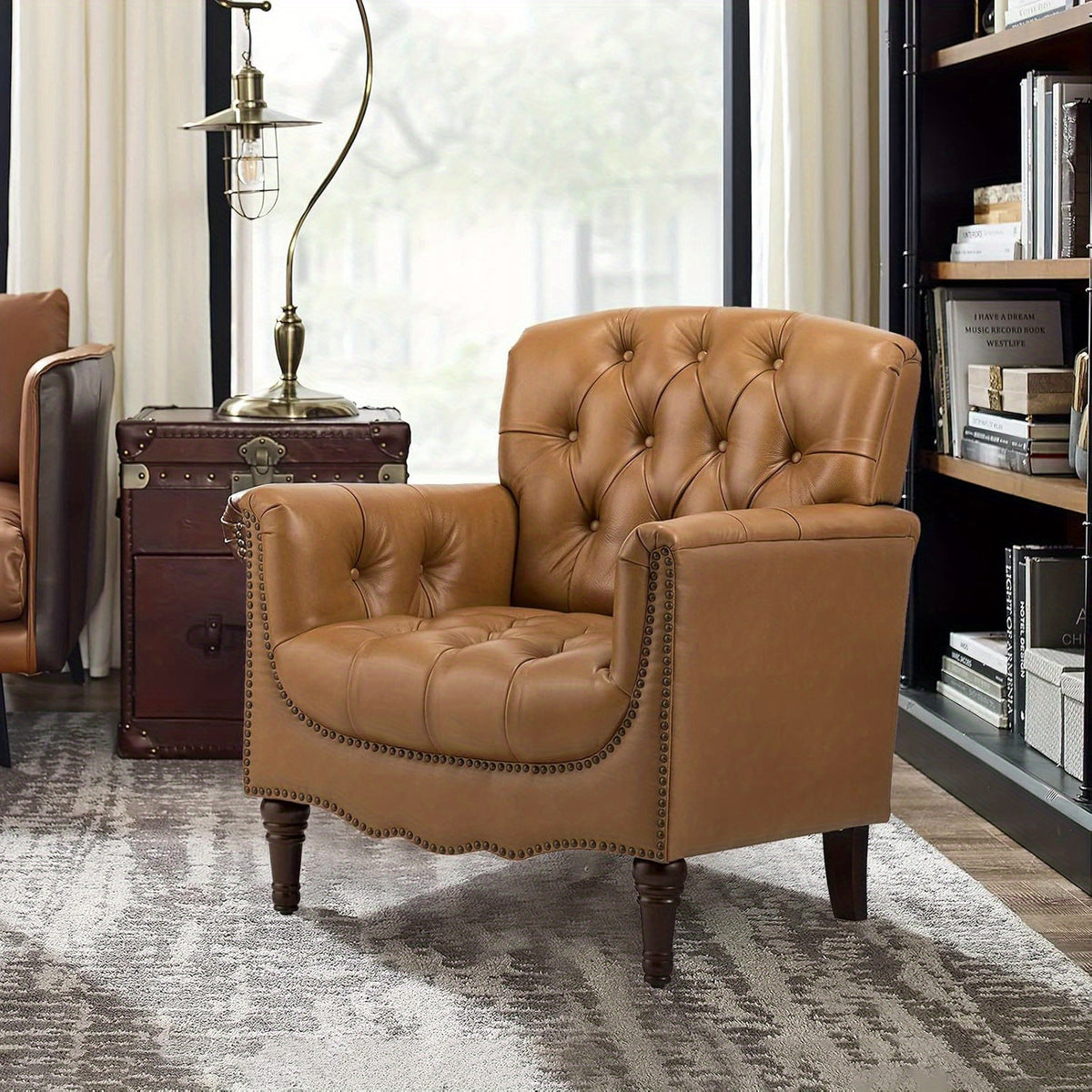 genuine leather armchair contemporary leather accent chair - Temu