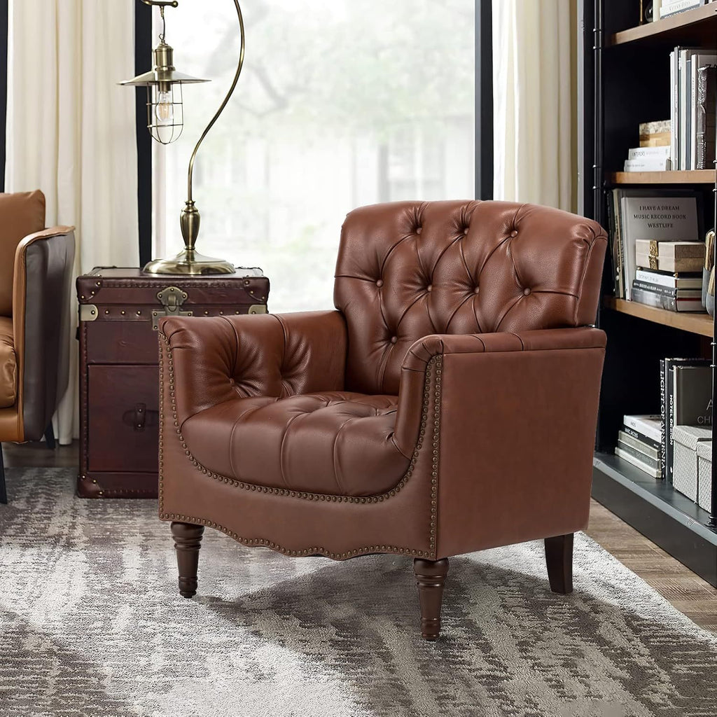 genuine leather armchair contemporary leather accent chair - Temu