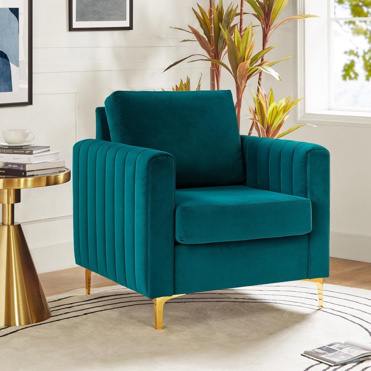 velvet accent club chair modern velvet armchair upholstered - Temu