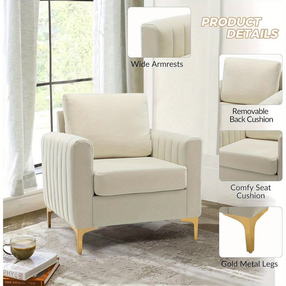 velvet accent club chair modern velvet armchair upholstered - Temu
