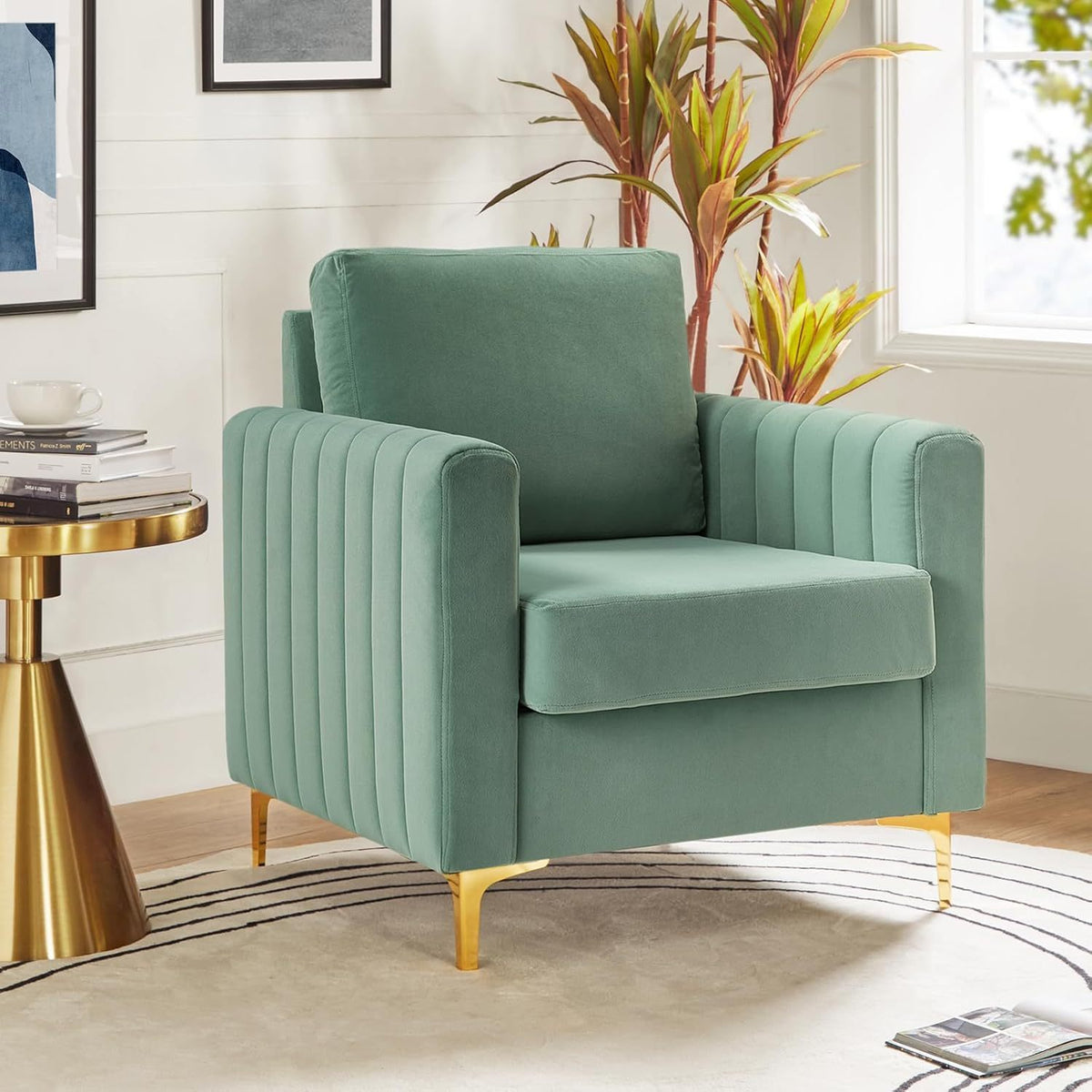 velvet accent club chair modern velvet armchair upholstered - Temu