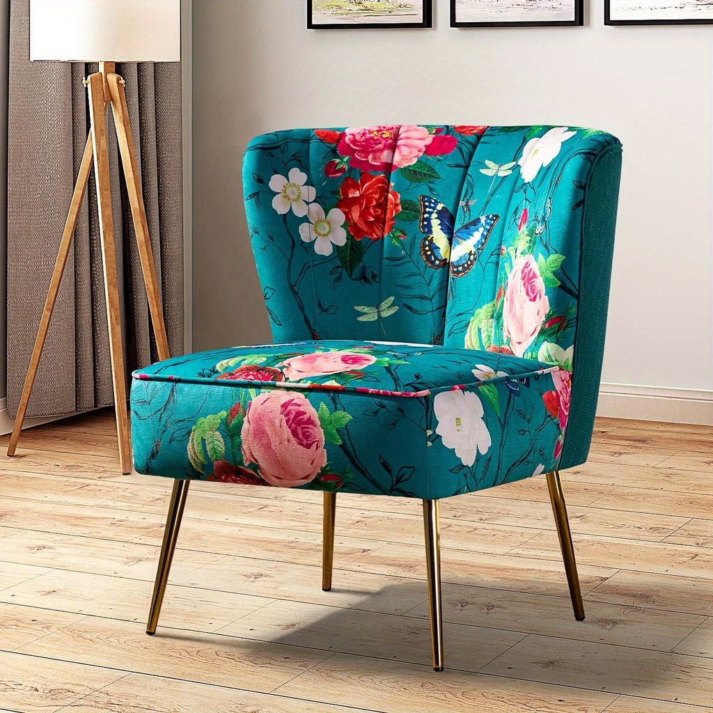 accent chair golden metal legs comfy tufted wingback living - Temu